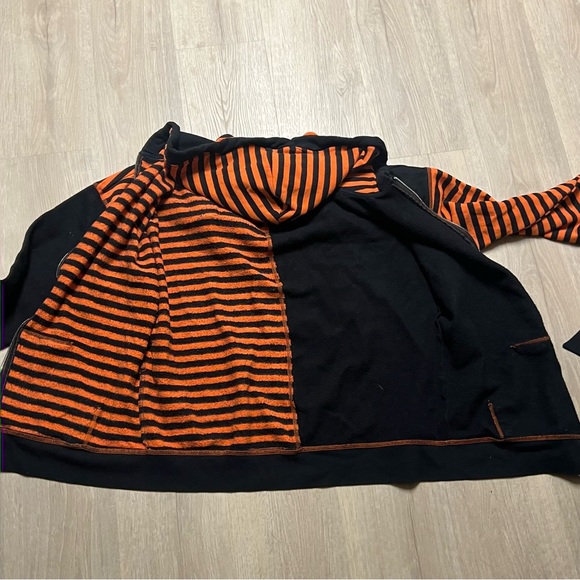 Skelanimals Diego Color Blocked Orange and Black Striped Hoodie - Picture 4 of 9